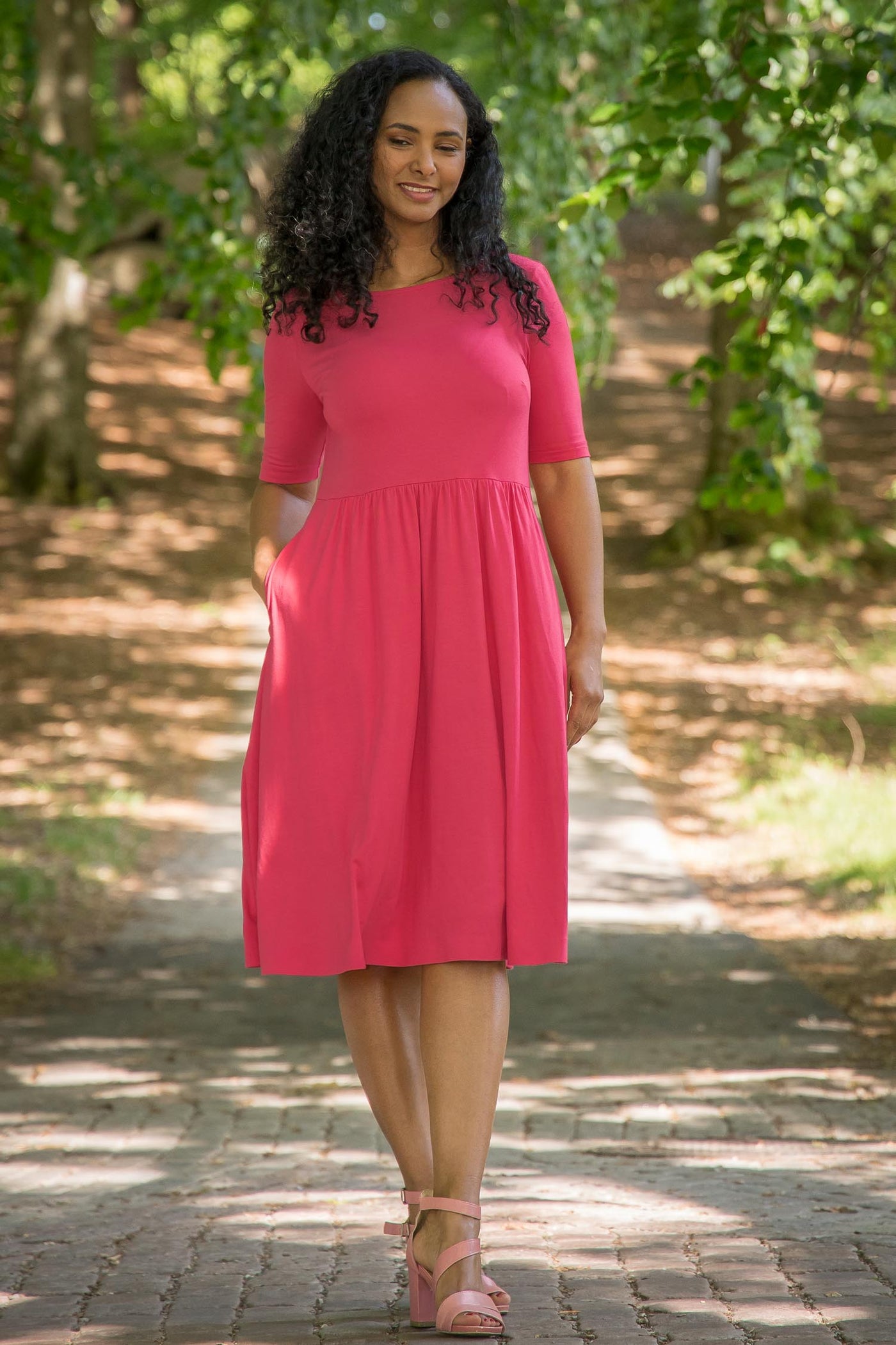 Ideal short jersey dress - Blush pink