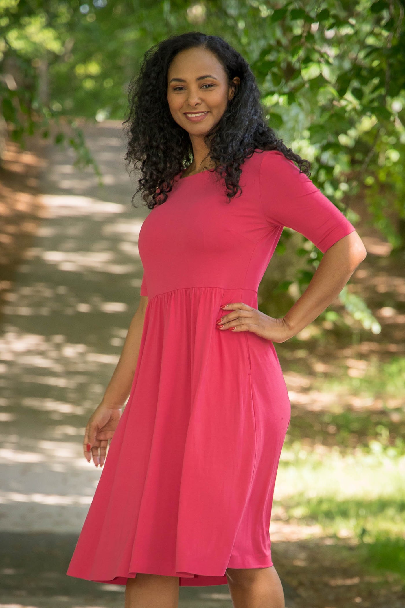 Ideal short jersey dress - Blush pink