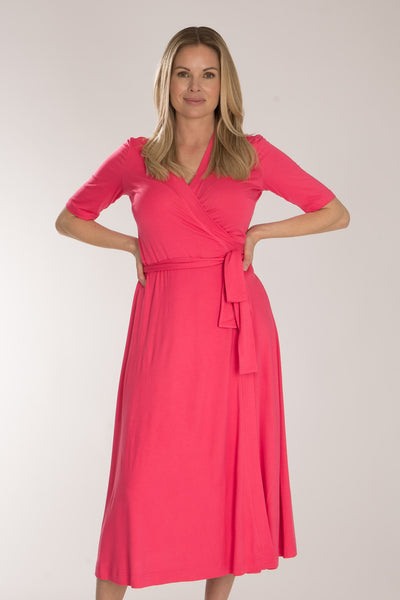 Bestie wrap midi jersey dress - Blush pink