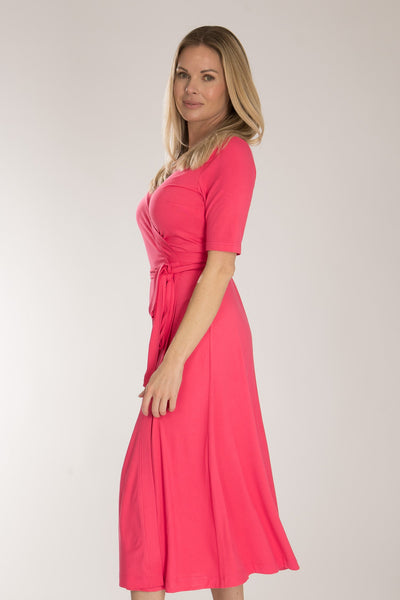 Bestie wrap midi jersey dress - Blush pink