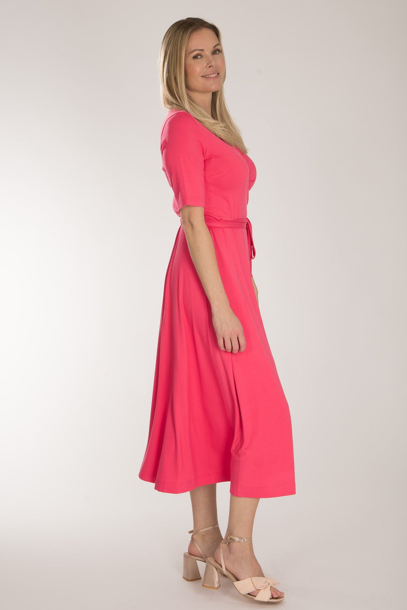 Bestie wrap midi jersey dress - Blush pink