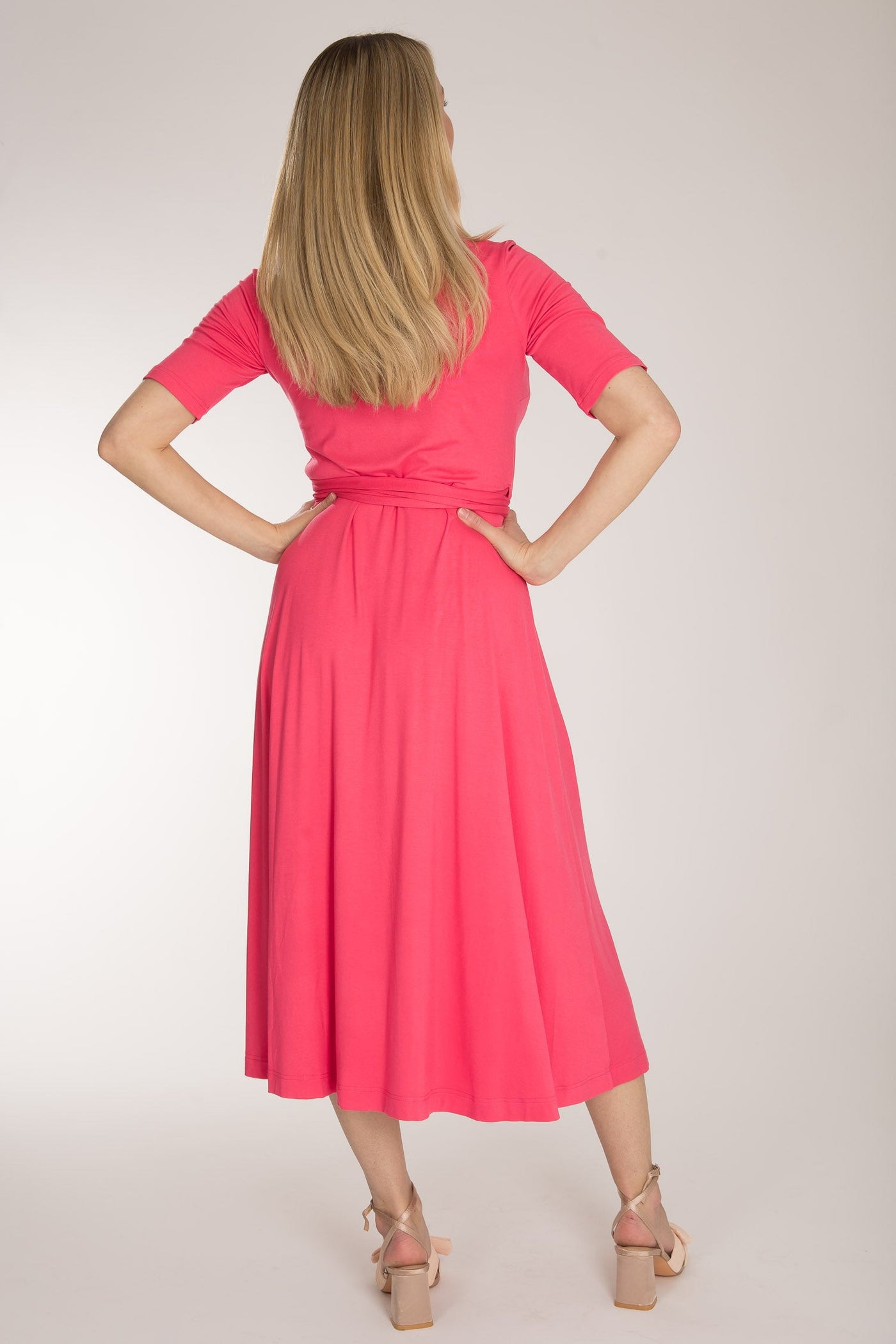 Bestie wrap midi jersey dress - Blush pink