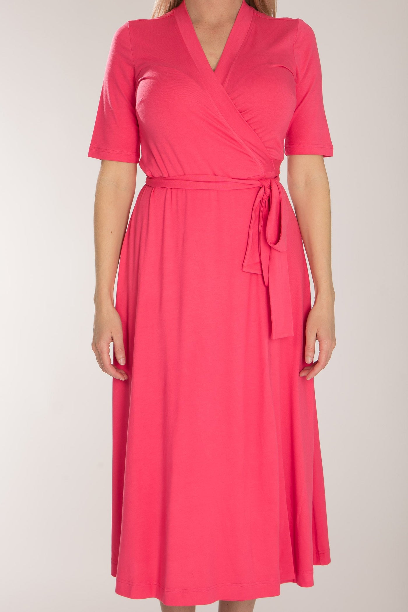 Bestie wrap midi jersey dress - Blush pink