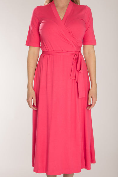 Bestie wrap midi jersey dress - Blush pink
