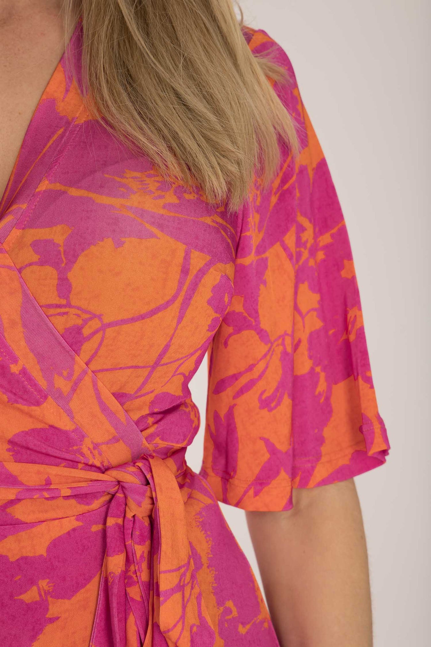 Bestie shine wrap maxi jersey dress - Pink-Orange