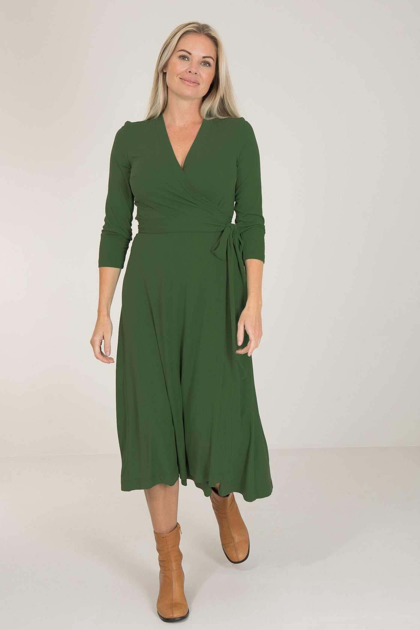 Bestie midi wrap jersey dress - Forrest green