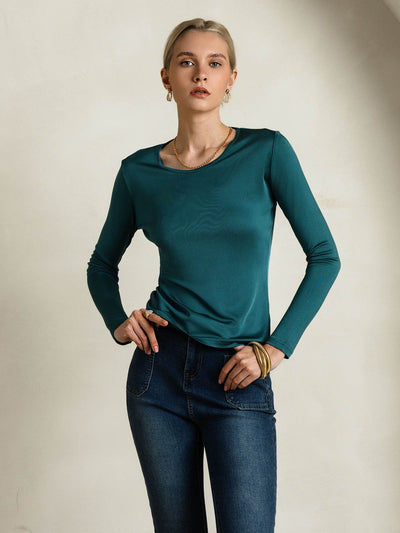 Reyanna™ | Silkesblandning Rund Hals Långärmad T-Shirt