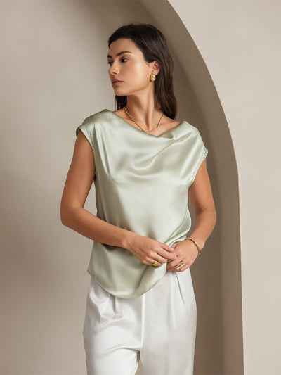 Reyanna™ | Silke Kappärmad Krage Tanktop/Blus