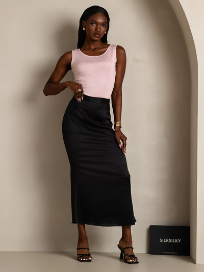 Reyanna™ | Sidenstickad Lounge Rund Halsringning Tank Top