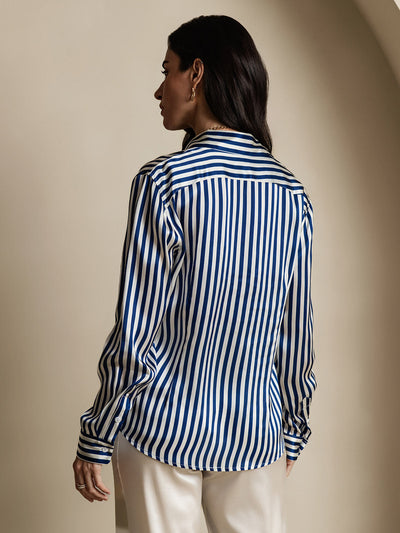 Reyanna™ | Silkesklassisk Militärinspirerad Blus Med Krage