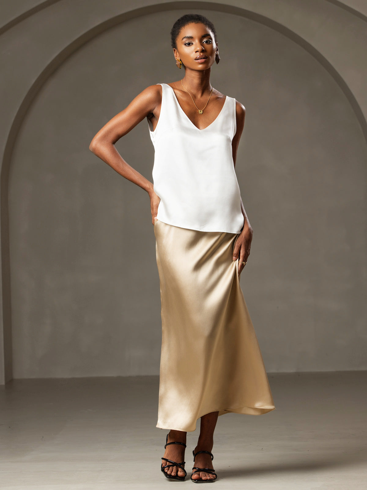 Reyanna™ | Silke V-ringning Tirantes Camiseta Top
