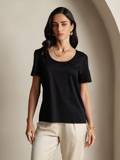 Reyanna™ | Silkeblandning U-ringning Dam T-shirt