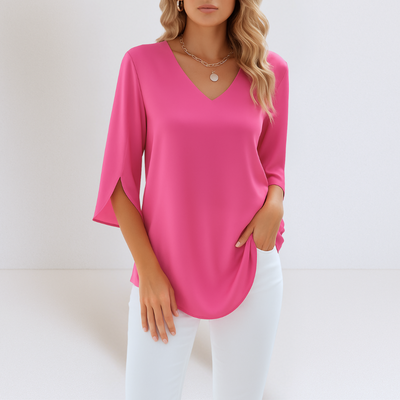 Reyanna |Jannike | Blus med V-ringning och Delade Ärm­ar