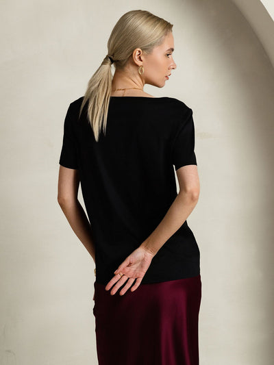 Reyanna™ | Silkeblandning V-ringning Dam T-shirt