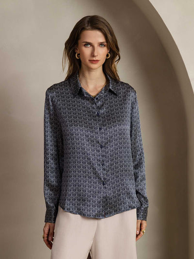 Reyanna™ | Silkesklassisk Militärinspirerad Blus Med Krage