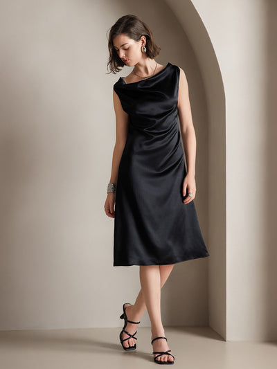 Reyanna™ | Siden elegant cowl-neck ärmlös klänning