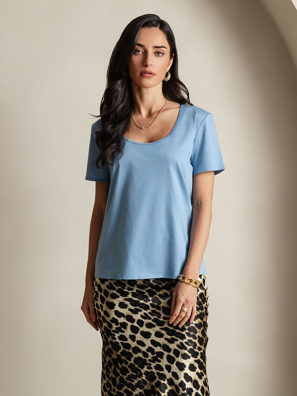 Reyanna™ | Silkeblandning U-ringning Dam T-shirt