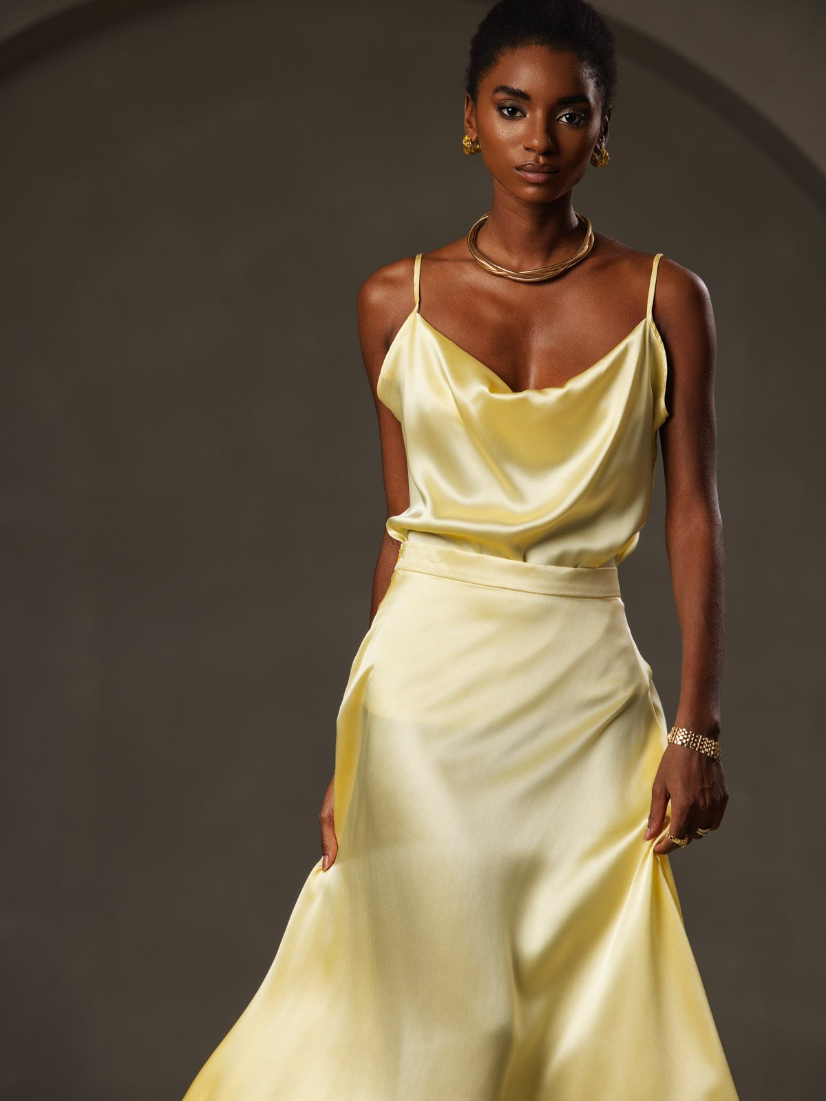 Reyanna™ | Silke Tunna Axelband Draperad Halsringning CamisoleTop