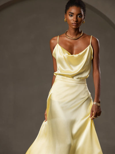 Reyanna™ | Silke Tunna Axelband Draperad Halsringning CamisoleTop