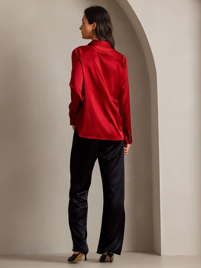 Reyanna™ | Silkesklassisk Militärinspirerad Blus Med Krage
