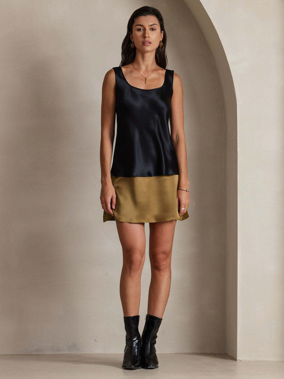 Reyanna™ | Silke U-ringad Axelbands Camiseta Top