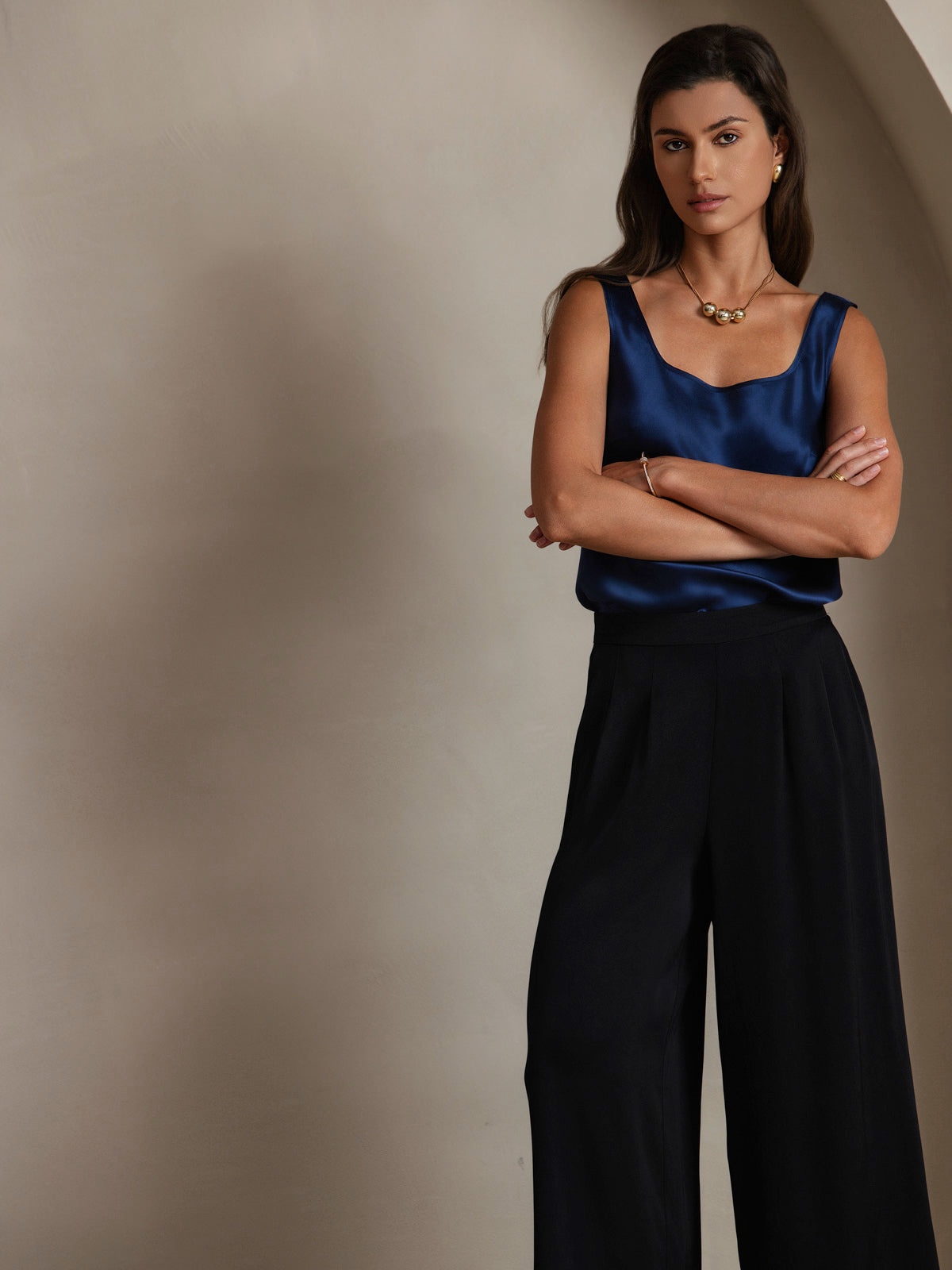 Reyanna™ | Silke U-ringad Axelbands Camiseta Top
