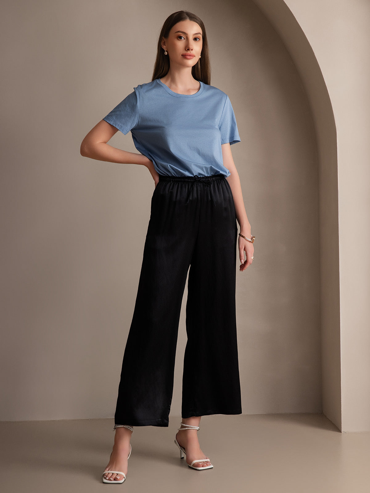 Reyanna™ | Ren Silke Avslappnad Elastisk Midja Byxa