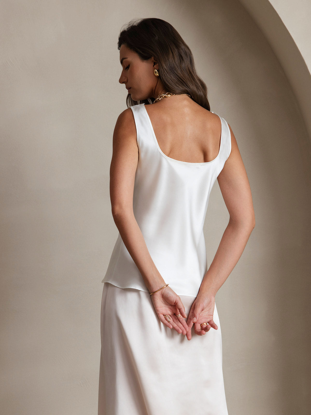 Reyanna™ | Silke U-ringad Axelbands Camiseta Top