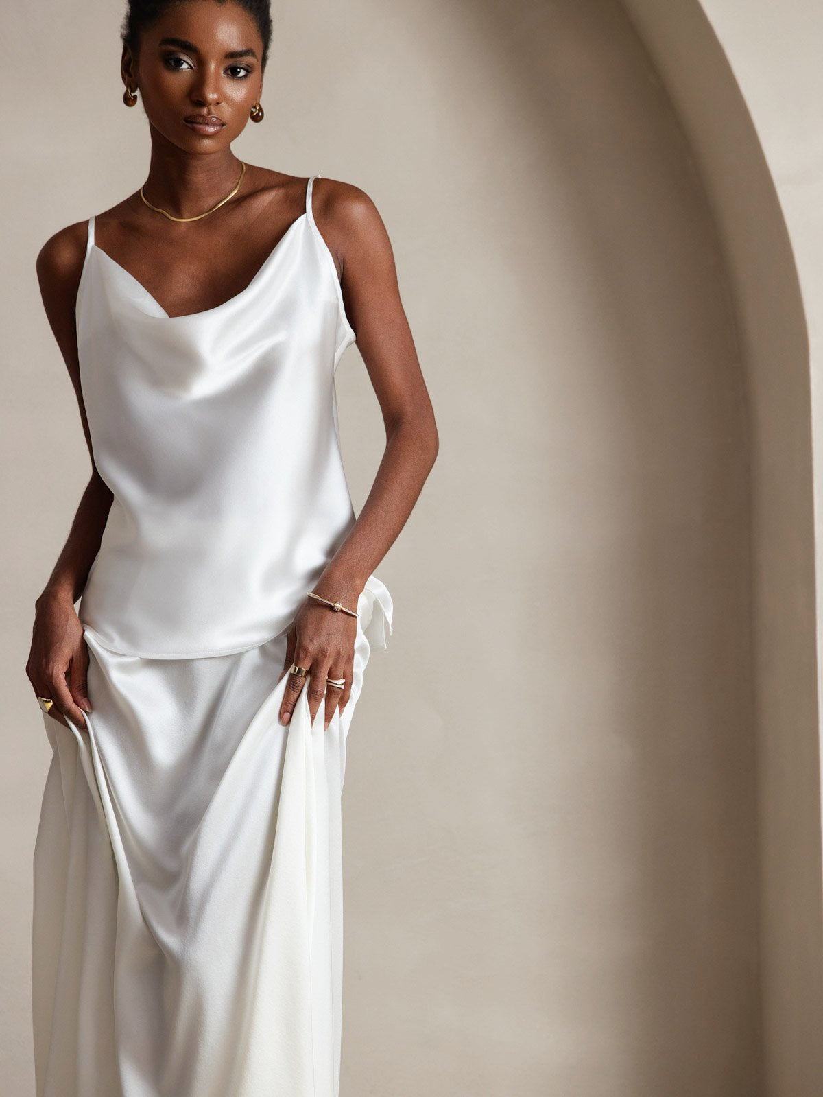 Reyanna™ | Silke Vattenfallsringning Spagettiband Camisole Topp