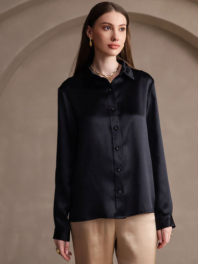 Dam 19 Momme Mulberry Silke Elegant Långärmad Skjorta