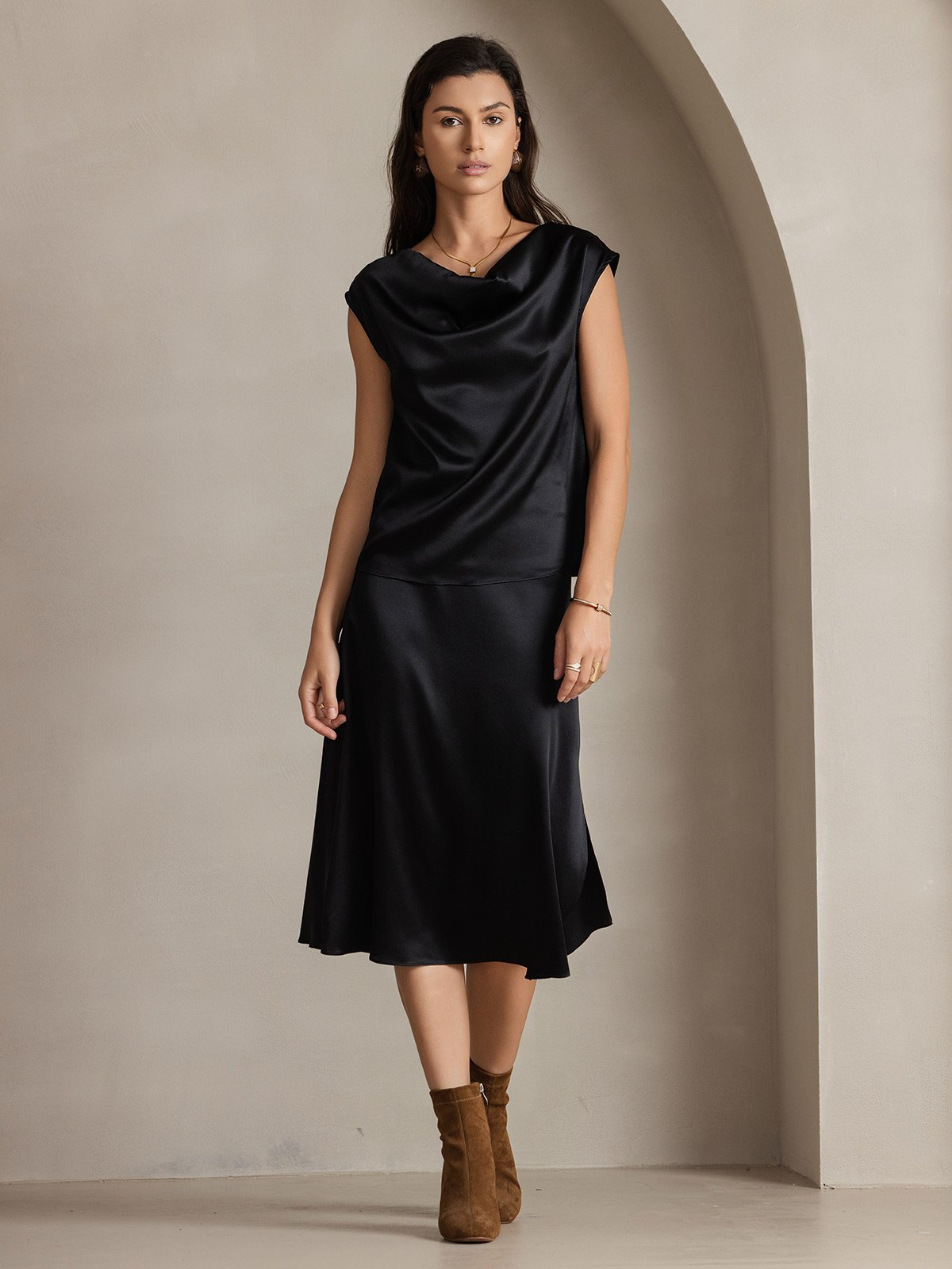 Reyanna™ | Silke Kappärmad Krage Tanktop/Blus