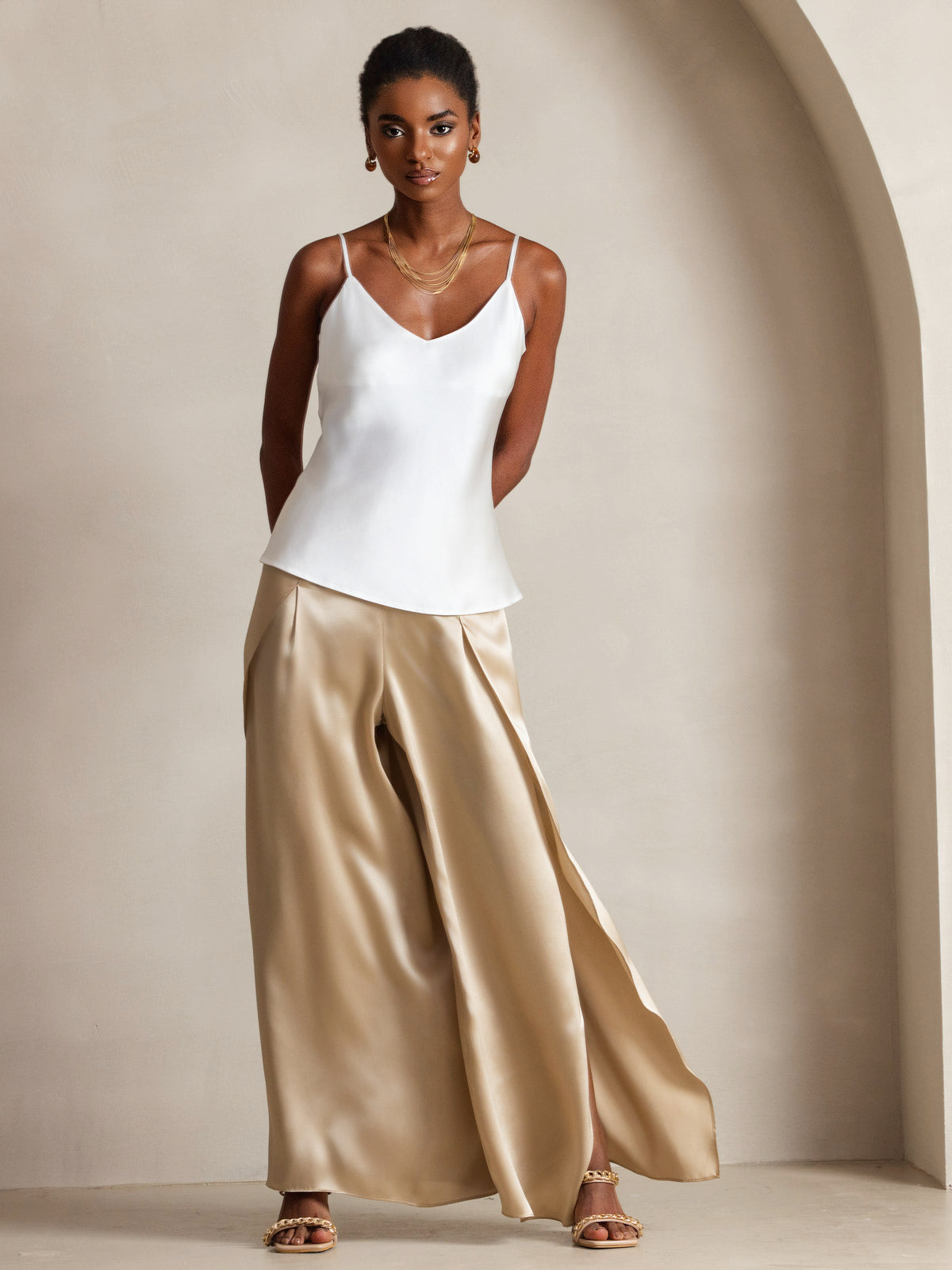 Reyanna™ | V-ringning Ren Silke Spaghettiband Camisole-linne