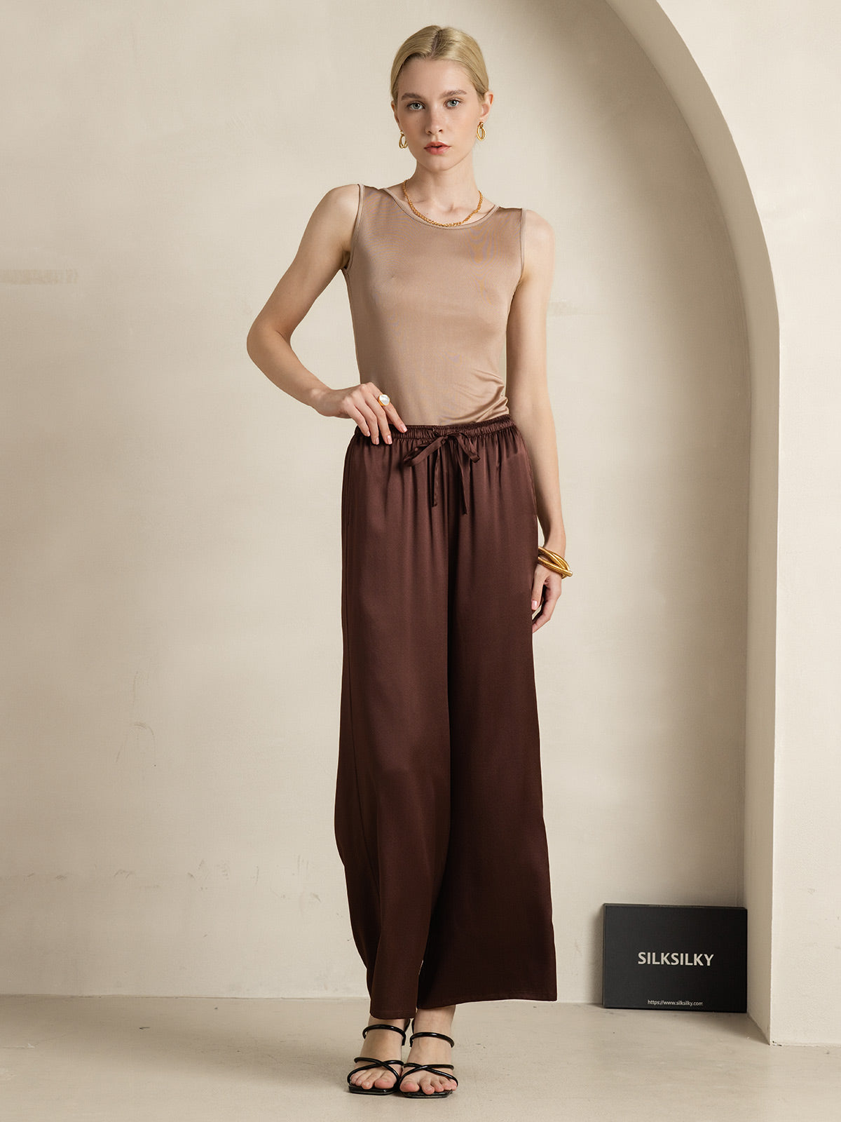 Reyanna™ | Sidenstickad Lounge Rund Halsringning Tank Top