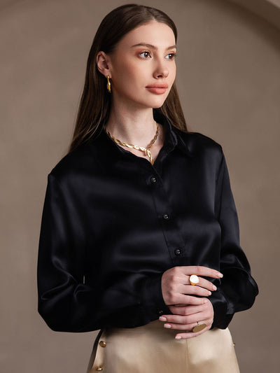 Dam 19 Momme Mulberry Silke Elegant Långärmad Skjorta