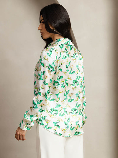 Reyanna™ | Silkesklassisk Militärinspirerad Blus Med Krage