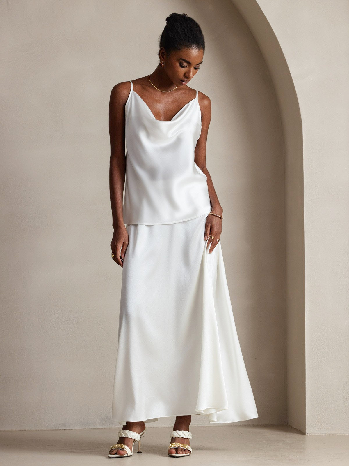 Reyanna™ | Silke Vattenfallsringning Spagettiband Camisole Topp
