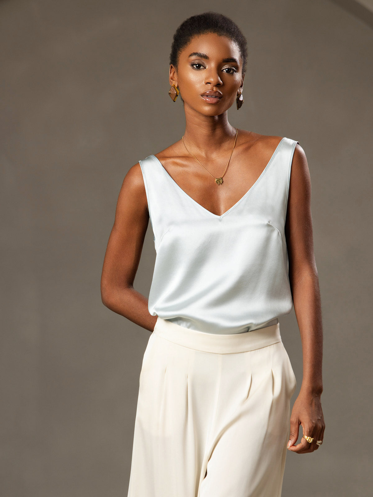 Reyanna™ | Silke V-ringning Tirantes Camiseta Top