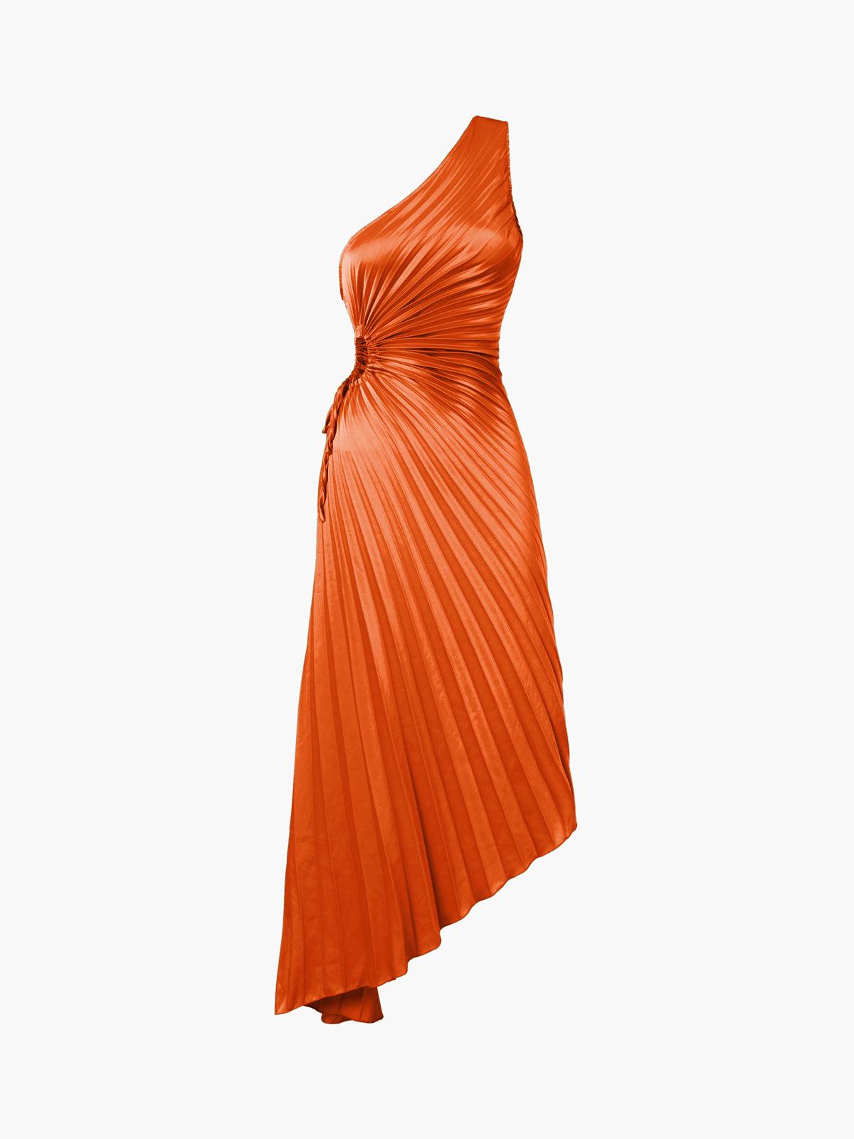 Reyanna™ | Bold In Pleat Satin Cutout Long Dress
