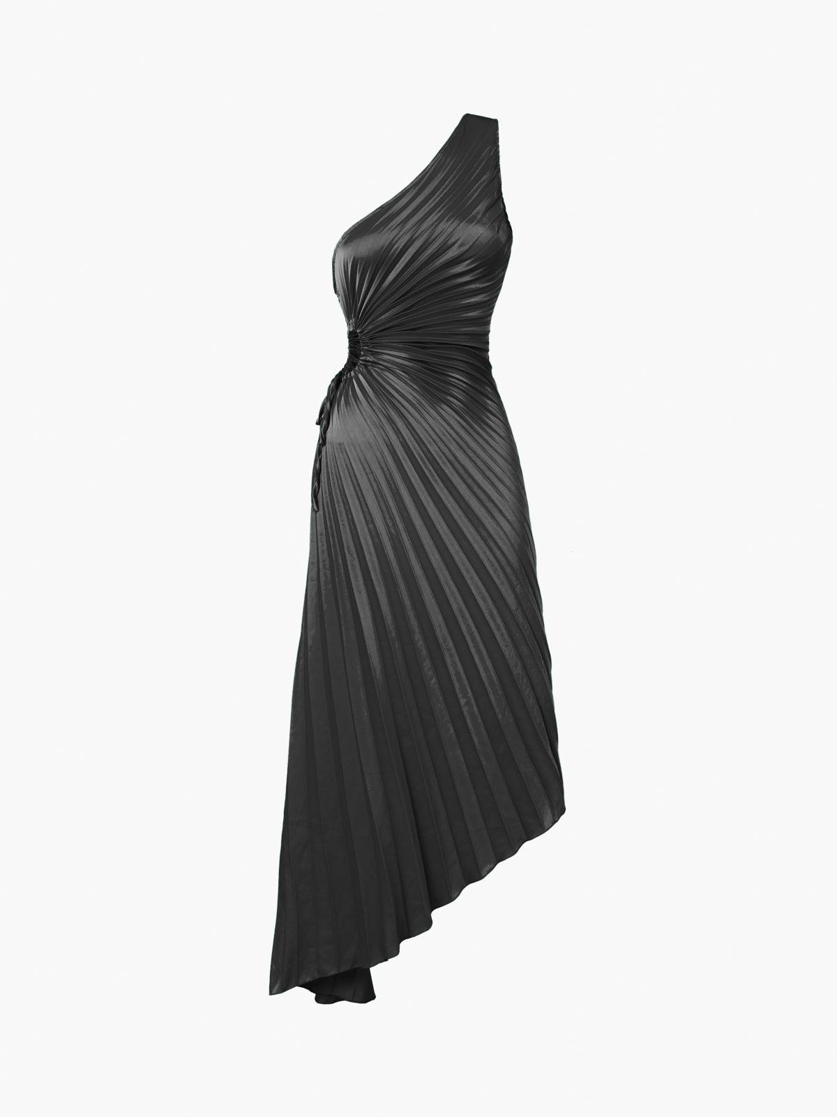 Reyanna™ | Bold In Pleat Satin Cutout Long Dress