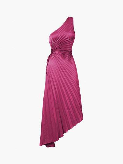 Reyanna™ | Bold In Pleat Satin Cutout Long Dress