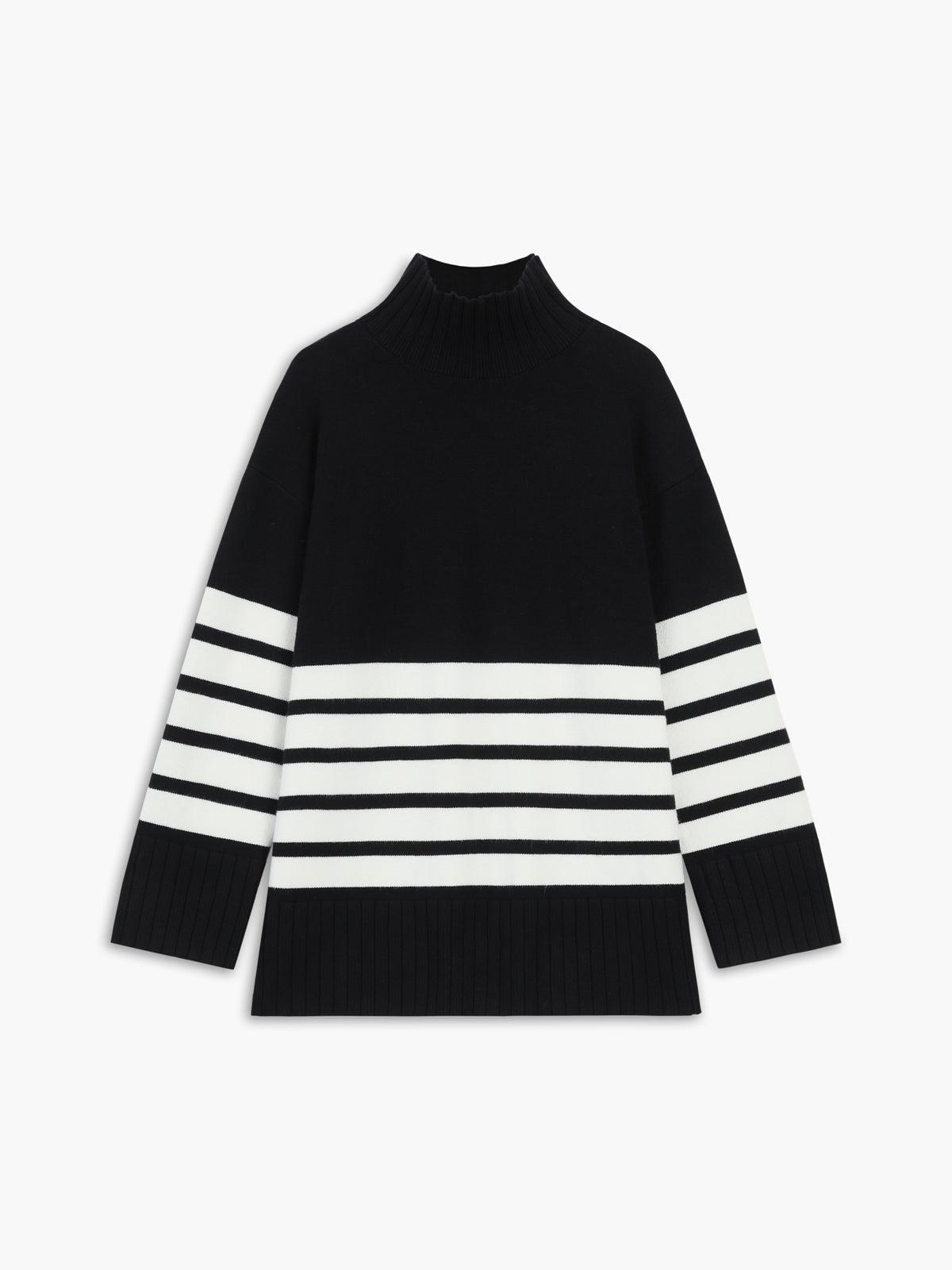 Reyanna™ | Miss Paris Mock Neck Stripe Sweater