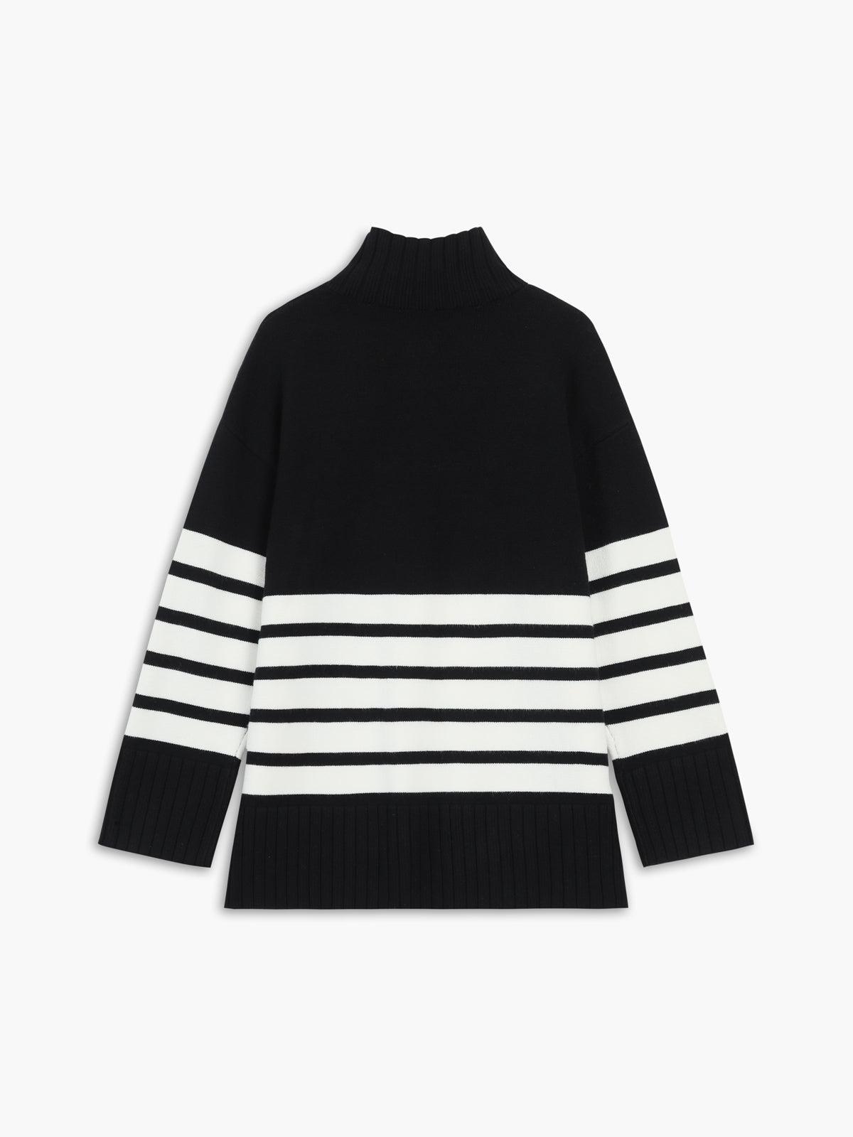 Reyanna™ | Miss Paris Mock Neck Stripe Sweater