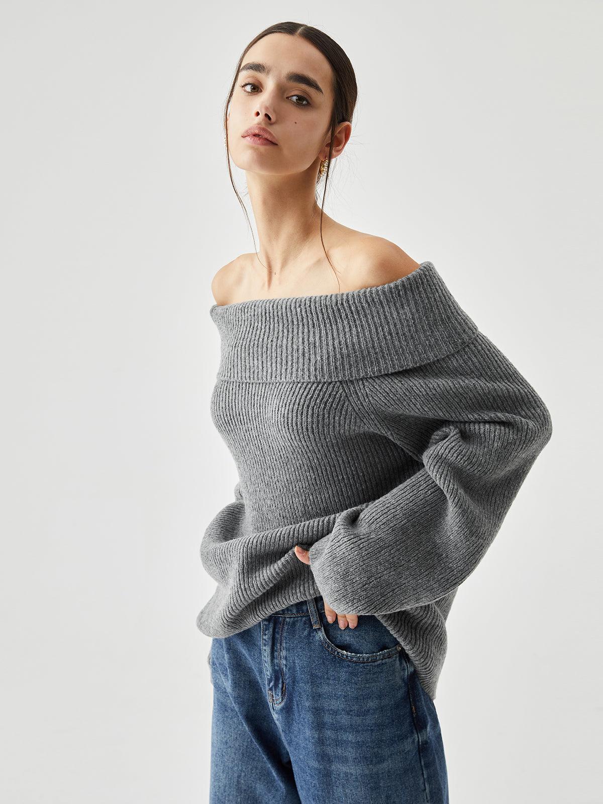 Reyanna™ | Oversized Overfold Off Shoulder Knit Sweater