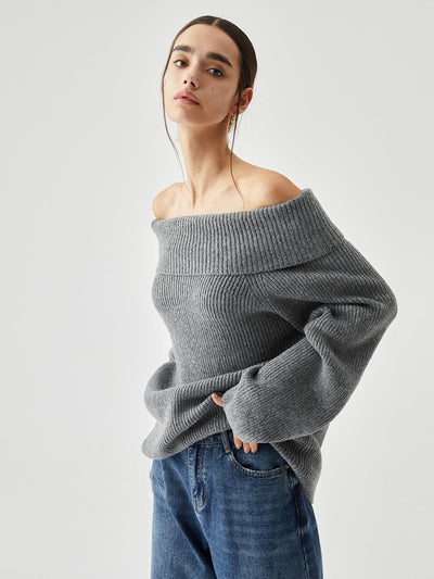 Reyanna™ | Oversized Overfold Off Shoulder Knit Sweater