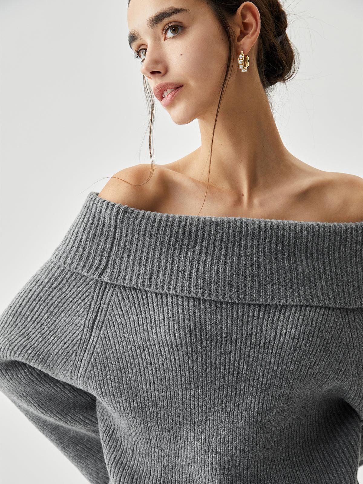 Reyanna™ | Oversized Overfold Off Shoulder Knit Sweater
