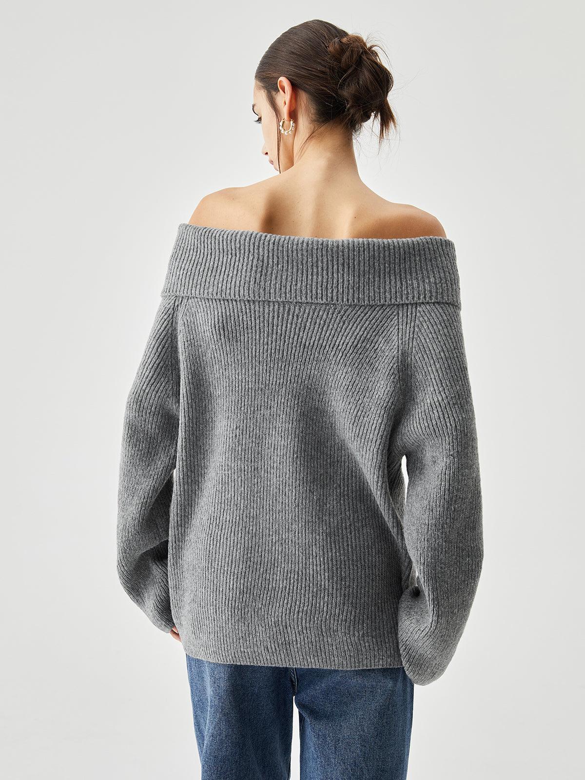 Reyanna™ | Oversized Overfold Off Shoulder Knit Sweater