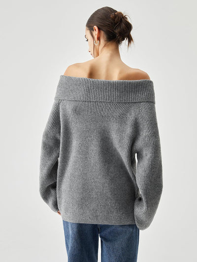 Reyanna™ | Oversized Overfold Off Shoulder Knit Sweater