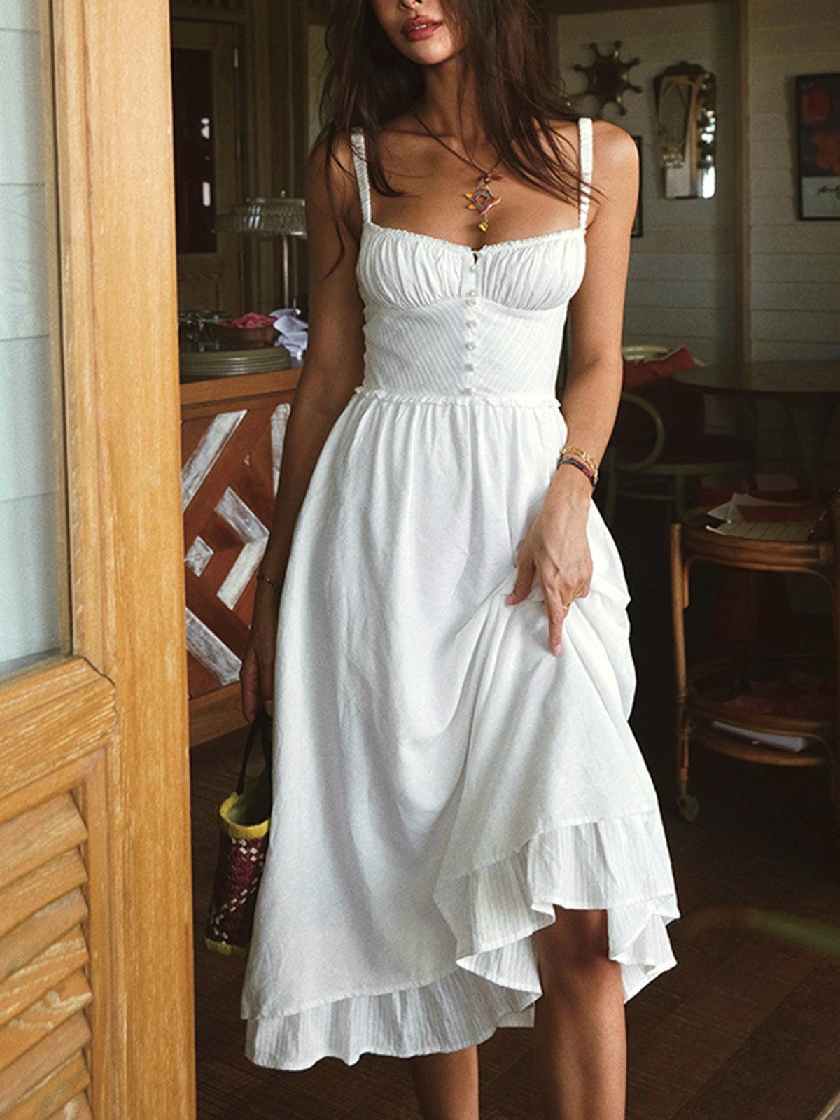 Reyanna™ | Ruffle Hem Cami Plain Midi Dress