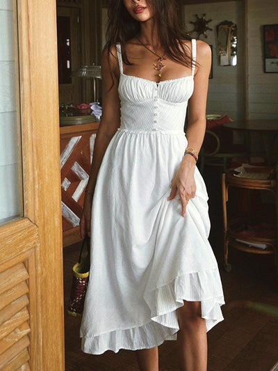 Reyanna™ | Ruffle Hem Cami Plain Midi Dress