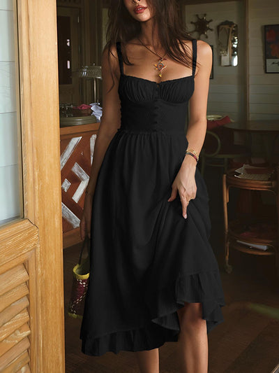 Reyanna™ | Ruffle Hem Cami Plain Midi Dress